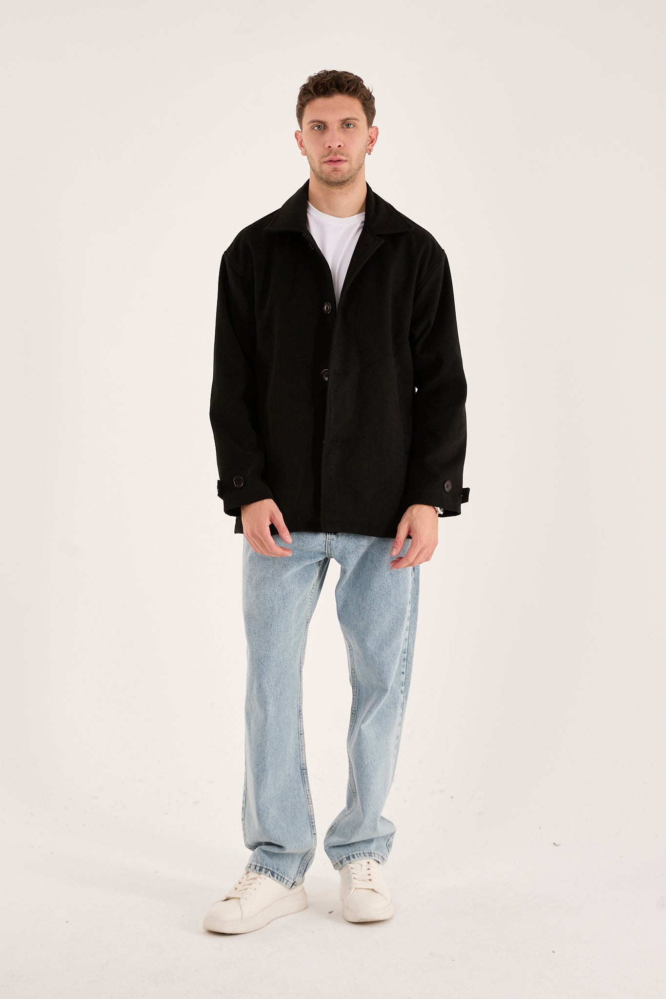 X-2027 Men’s Premium Black Overshirt Coat
