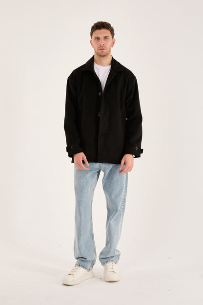 X-2027 Men’s Premium Black Overshirt Coat