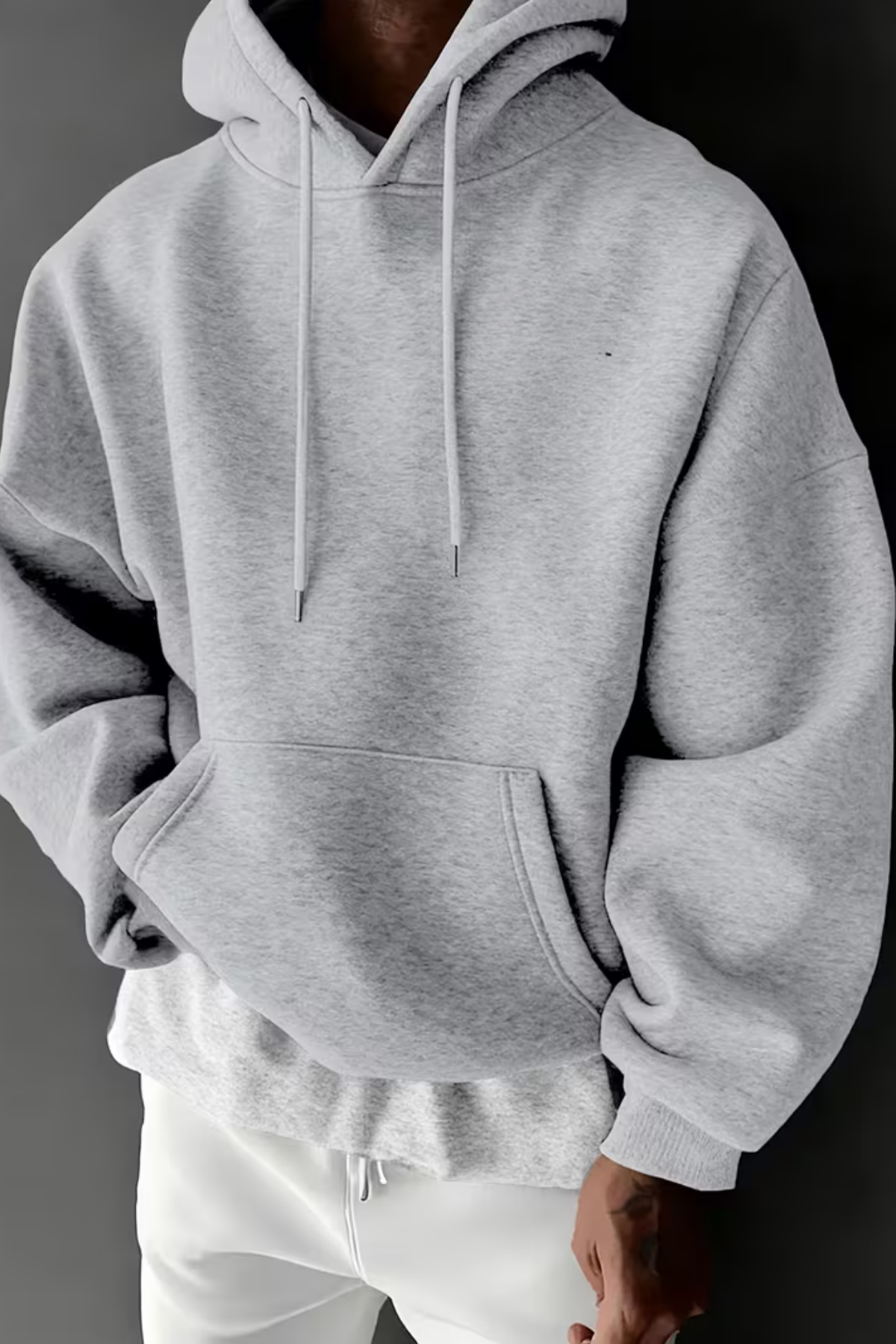 X-4008 Unisex Oversized Heavy Fleece Hoodie – Grey Melange