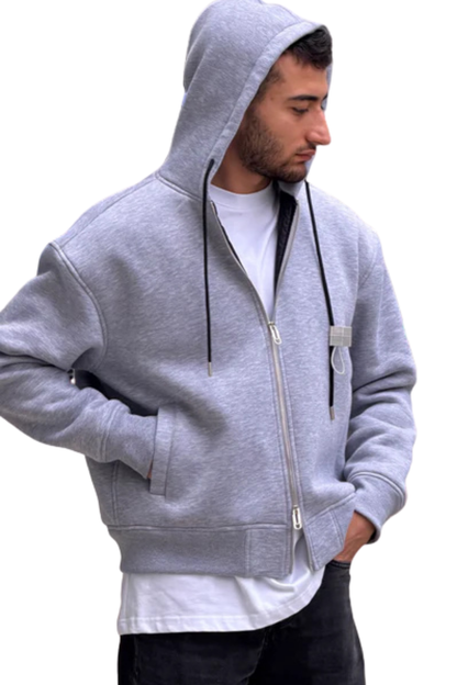 Unisex Dark Grey Heavyweight Zip-Up Hoodie-X-4004