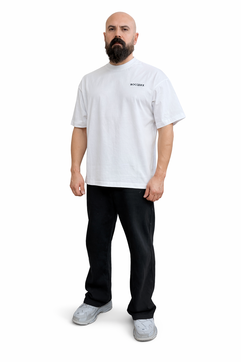 X-4010 ROCQERX Embroidered Logo Oversize T-Shirt – White