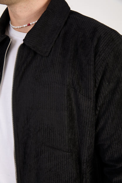 X-2037 Men’s Velour Zip Jacket & Matching Trousers Set – Black