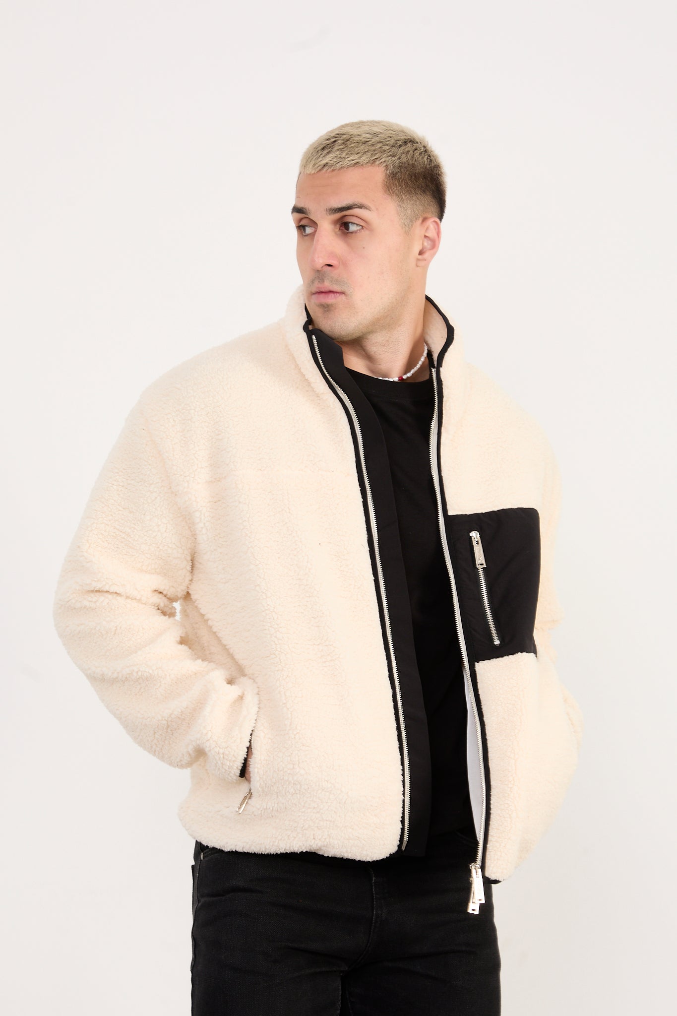 X-2043 Men’s High Neck Zip Jacket – Casual Street Style