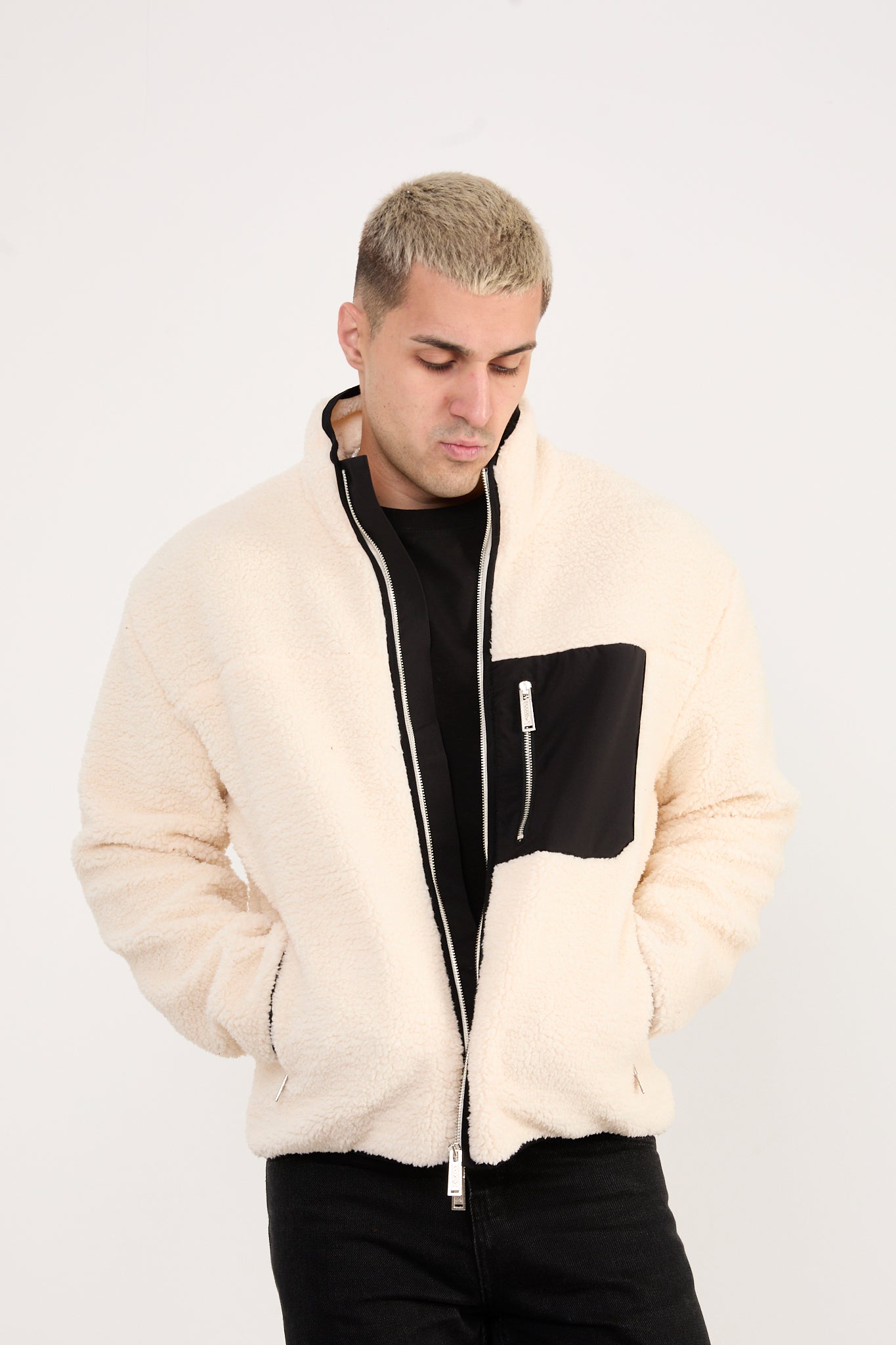 X-2043 Men’s High Neck Zip Jacket – Casual Street Style