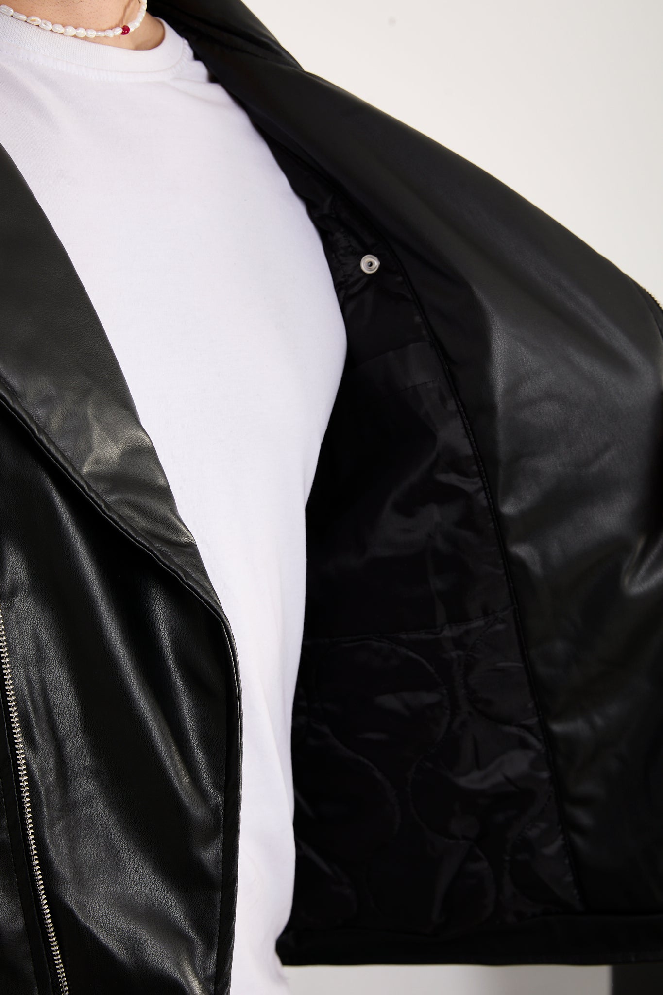 X-2028  Men’s Vegan Leather Biker Jacket – Black