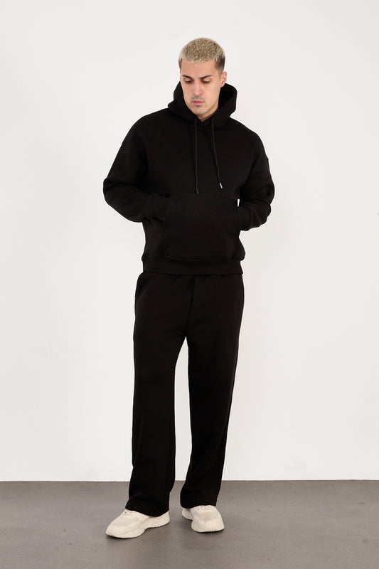 X-4008-1001 Men’s Hooded Tracksuit Set – Black