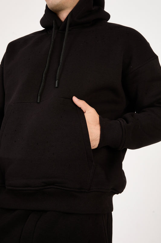 X-4008-1001 Men’s Hooded Tracksuit Set – Black