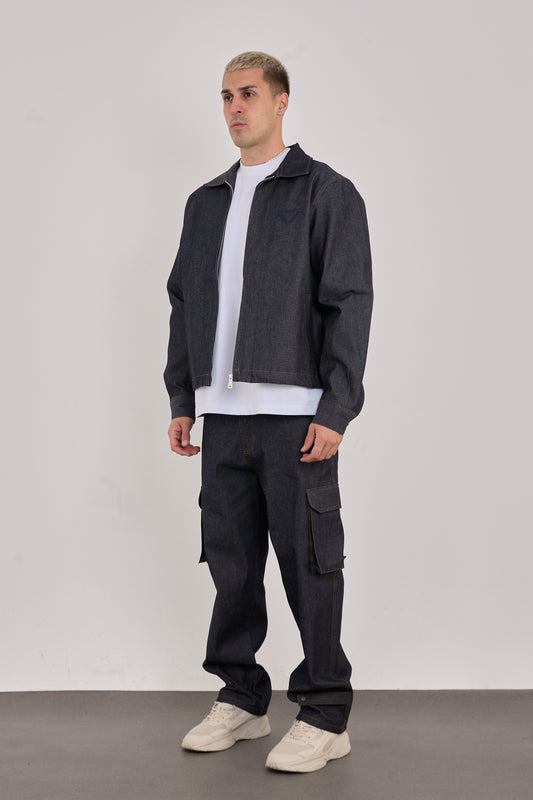 X-2044 Embroidered Denim Jacket – Dark Blue