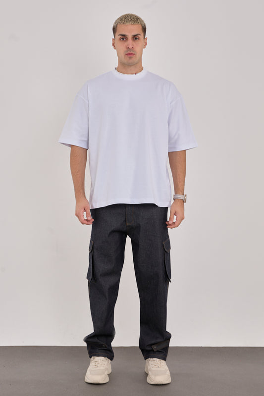 X-1007 Denim Cargo Pants – Dark Blue