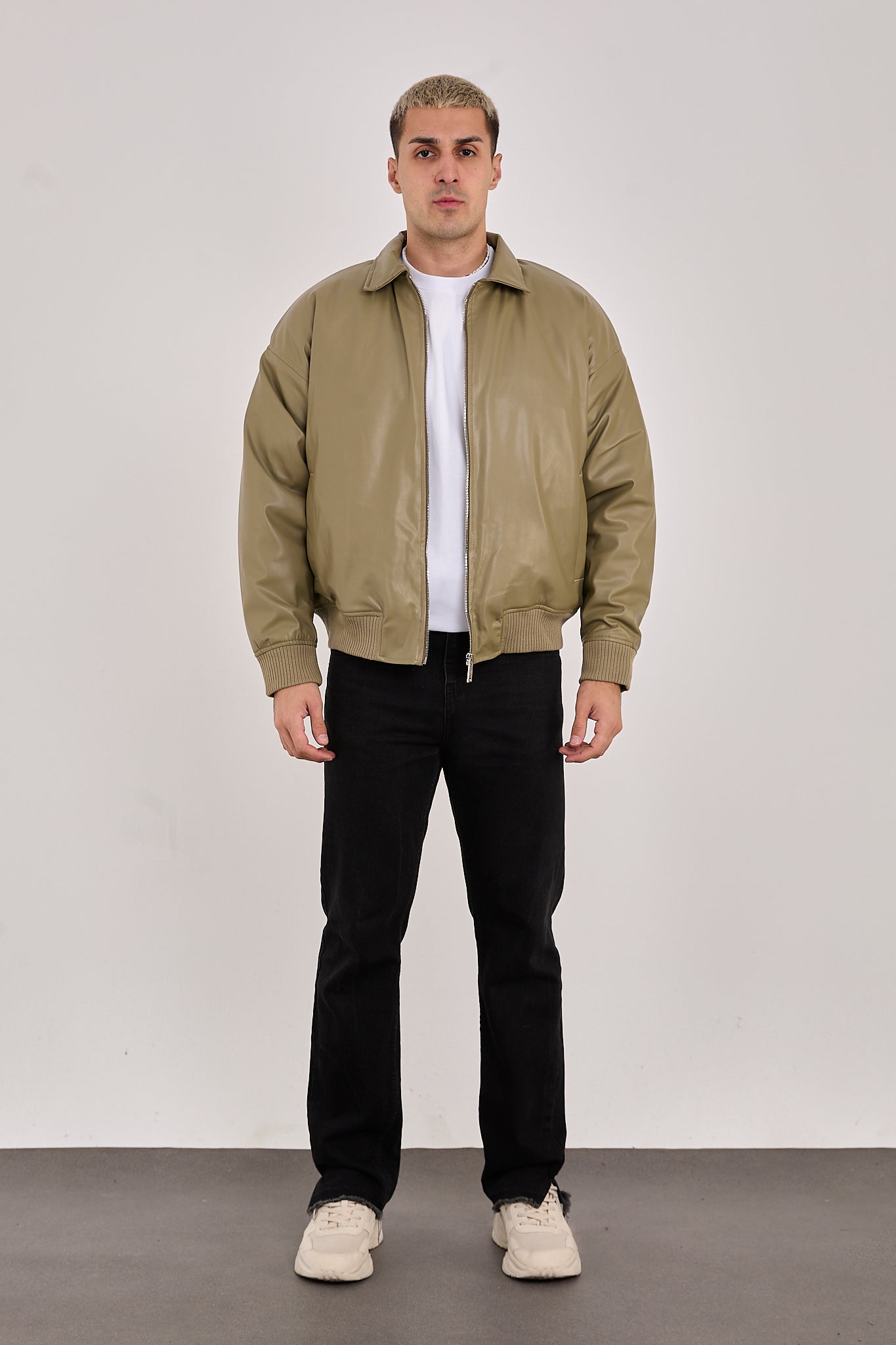 X-2015 Men’s Minimal Bomber Jacket – Khaki Green