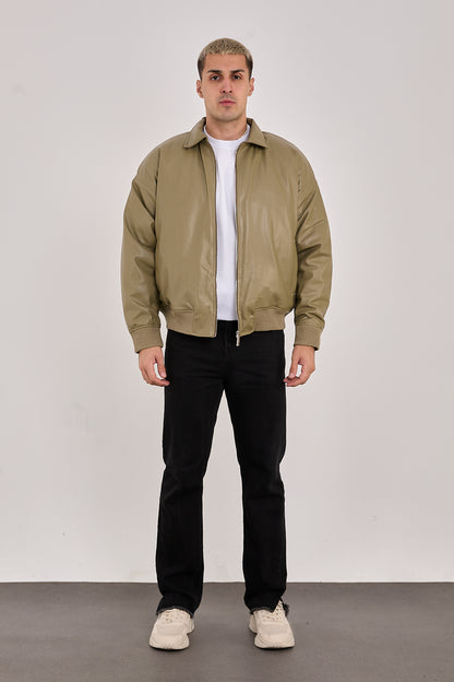 X-2015 Men’s Minimal Bomber Jacket – Khaki Green