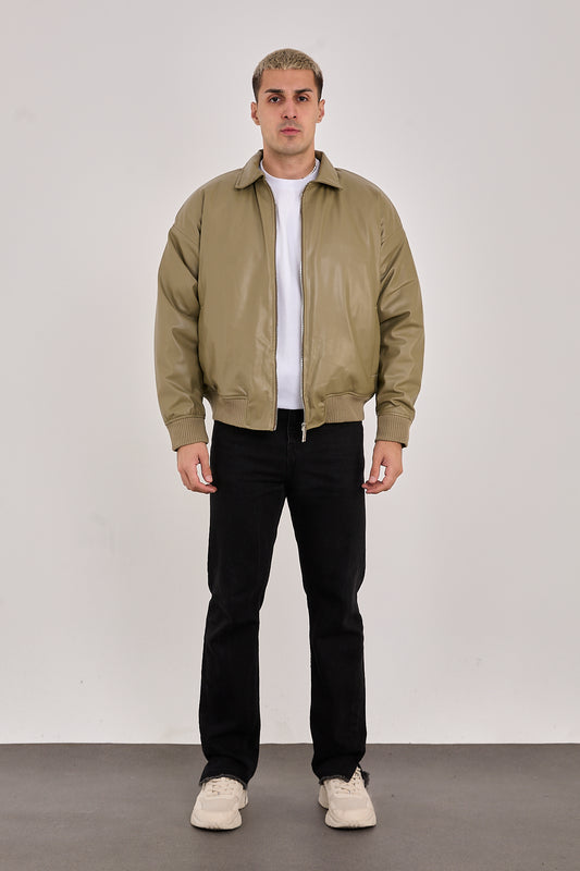 X-2015 Men’s Minimal Bomber Jacket – Khaki Green