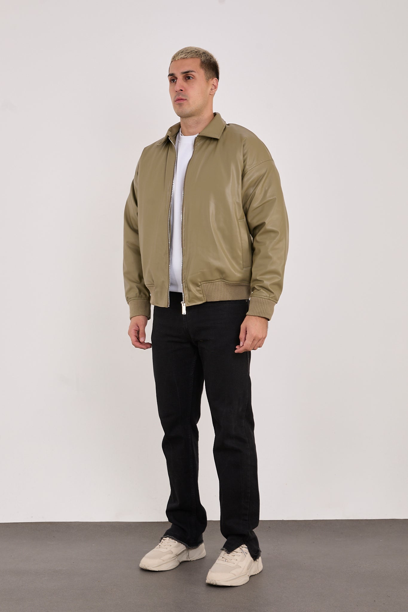 X-2015 Men’s Minimal Bomber Jacket – Khaki Green