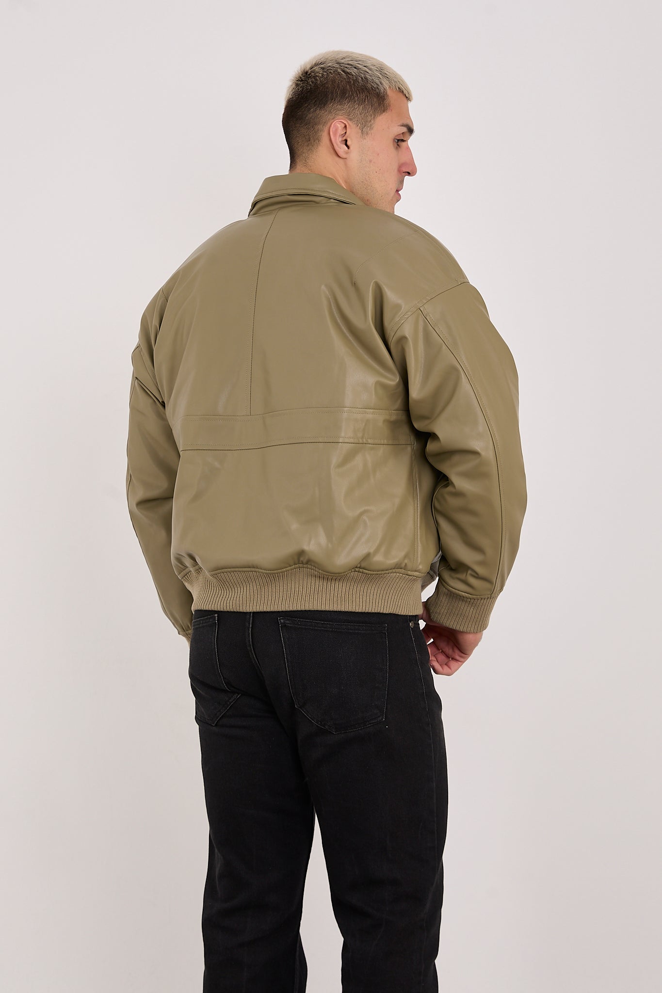 X-2015 Men’s Minimal Bomber Jacket – Khaki Green