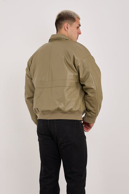 X-2015 Men’s Minimal Bomber Jacket – Khaki Green