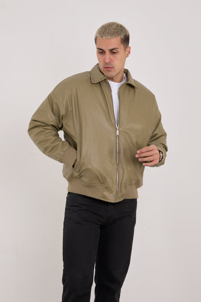 X-2015 Men’s Minimal Bomber Jacket – Khaki Green