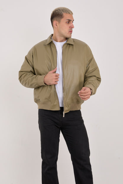X-2015 Men’s Minimal Bomber Jacket – Khaki Green