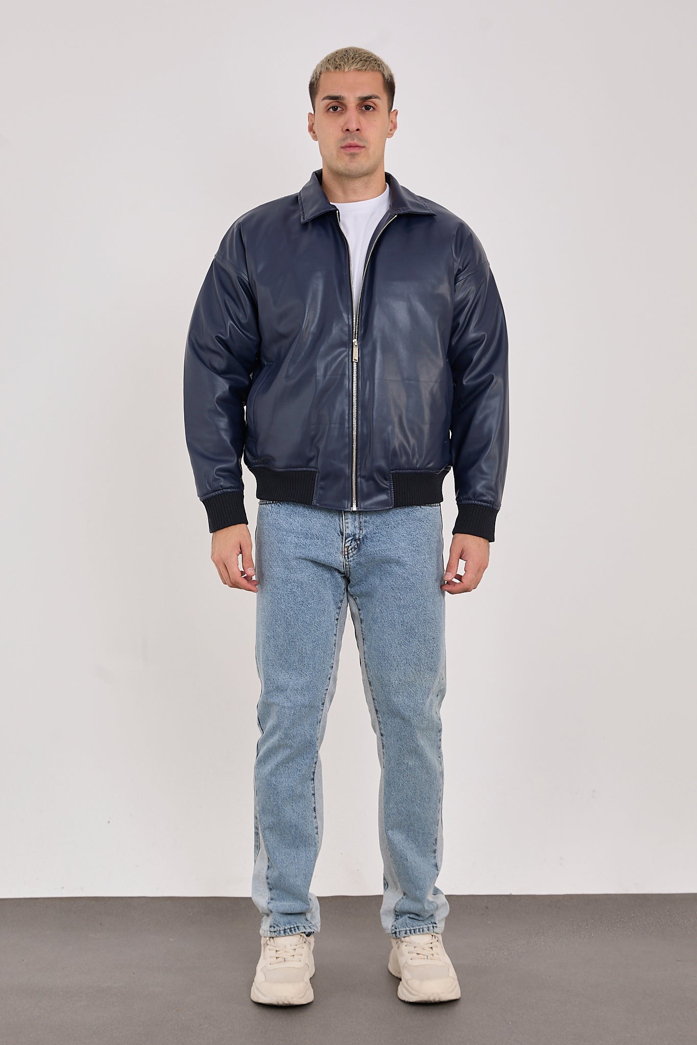 X-2015 Men’s Minimal Bomber Jacket – Deep Navy