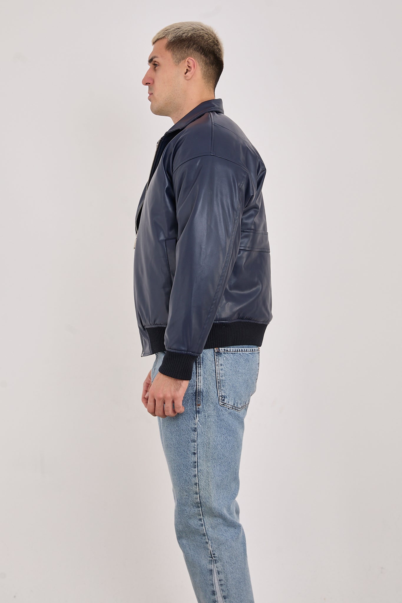 X-2015 Men’s Minimal Bomber Jacket – Deep Navy