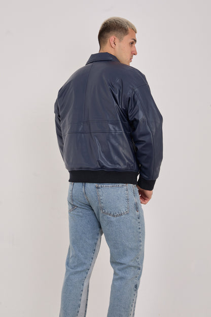 X-2015 Men’s Minimal Bomber Jacket – Deep Navy