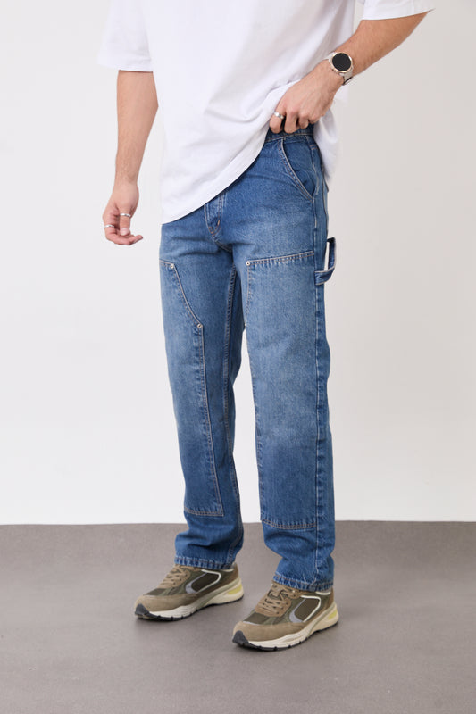 T-3133 Men’s Blue Denim Jeans – Relaxed Fit Everyday Streetwear Pants