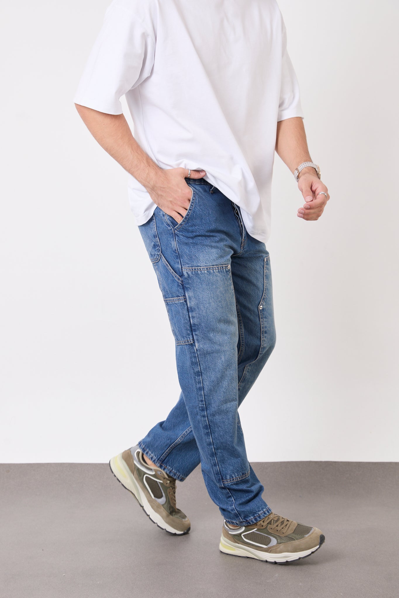 T-3133 Men’s Blue Denim Jeans – Relaxed Fit Everyday Streetwear Pants