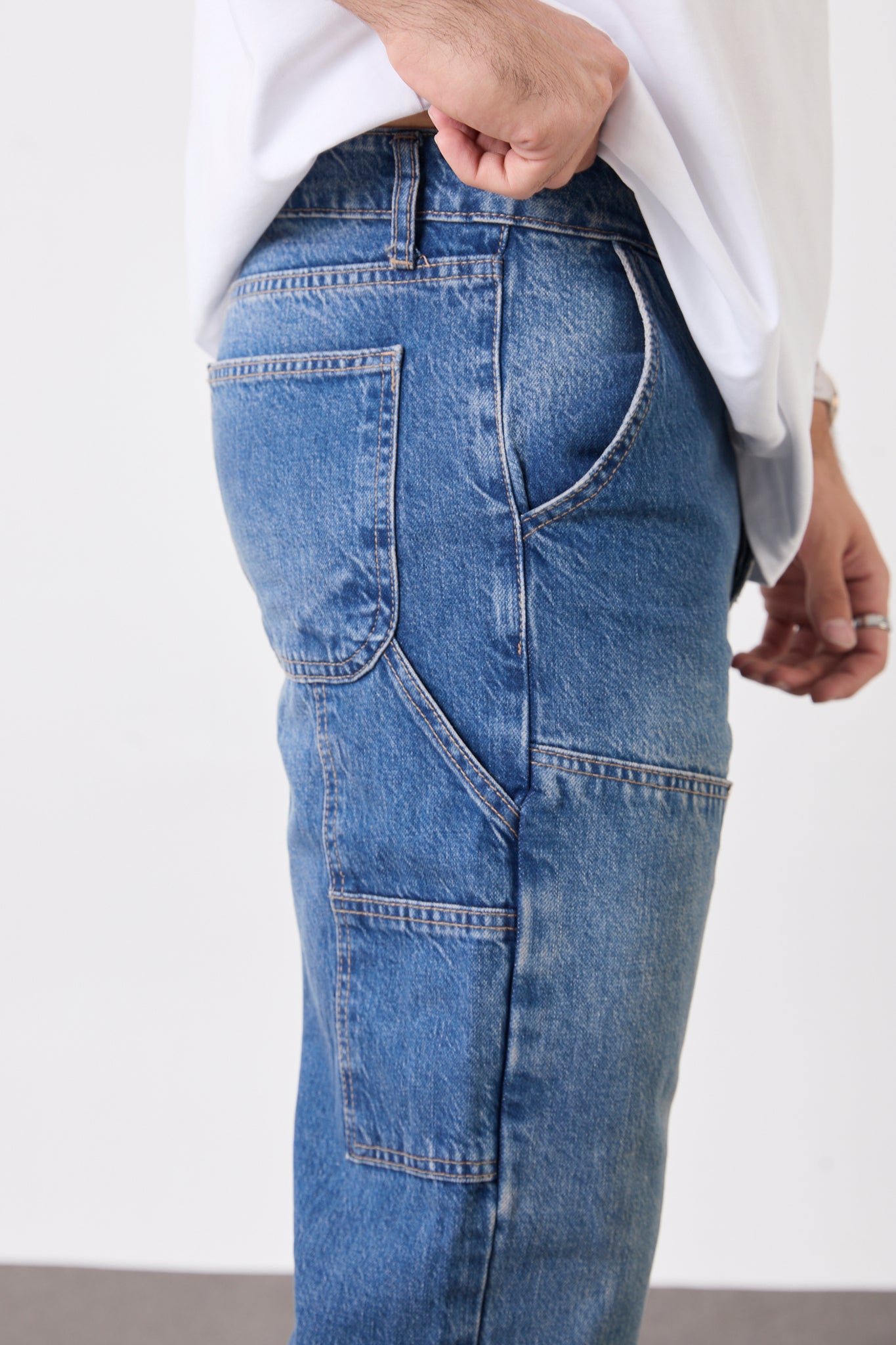 T-3133 Men’s Blue Denim Jeans – Relaxed Fit Everyday Streetwear Pants