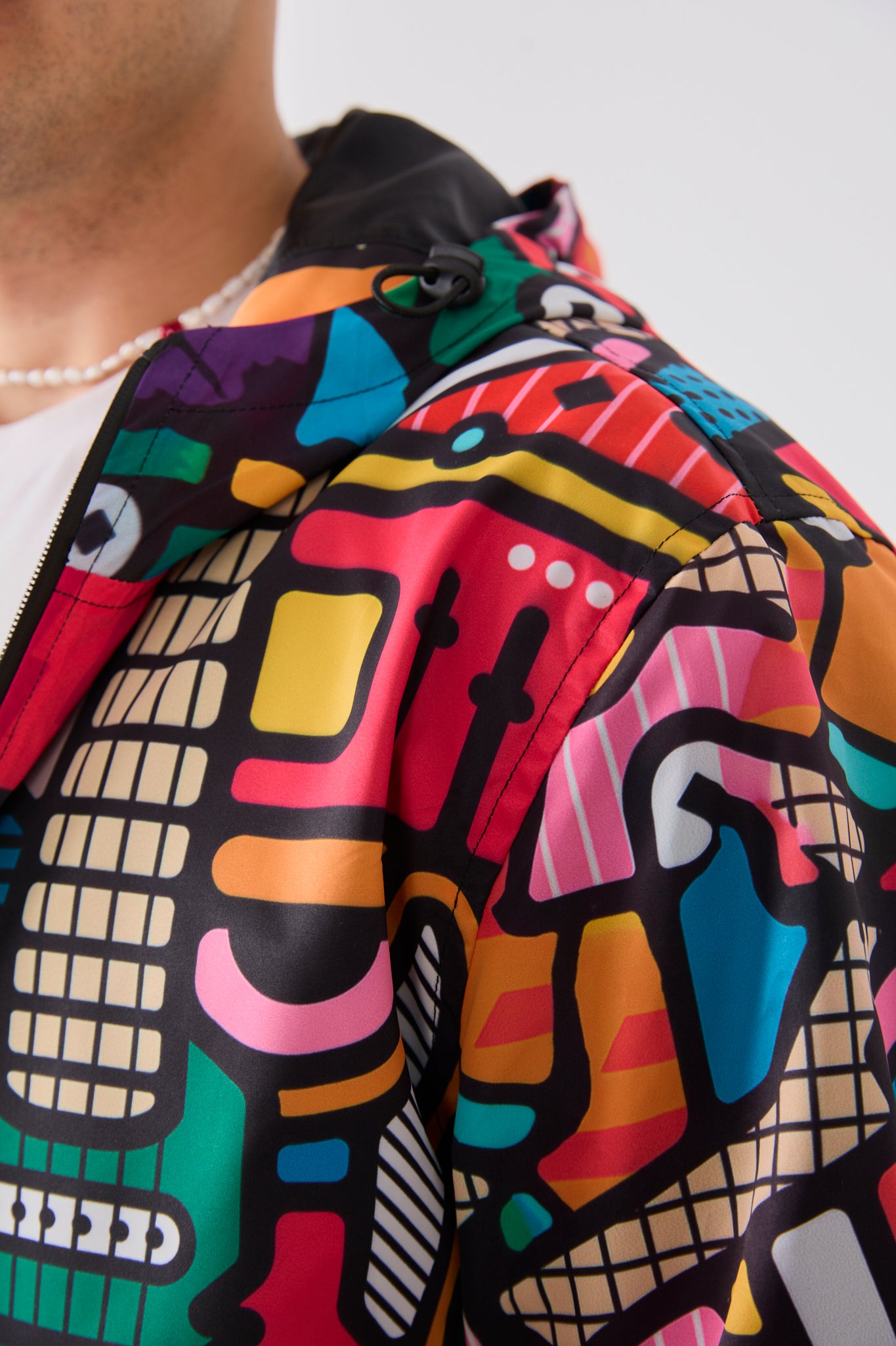 R-2440 Unisex Abstract Art Print Windbreaker Jacket – Lightweight Zip-Up Rain Jacket