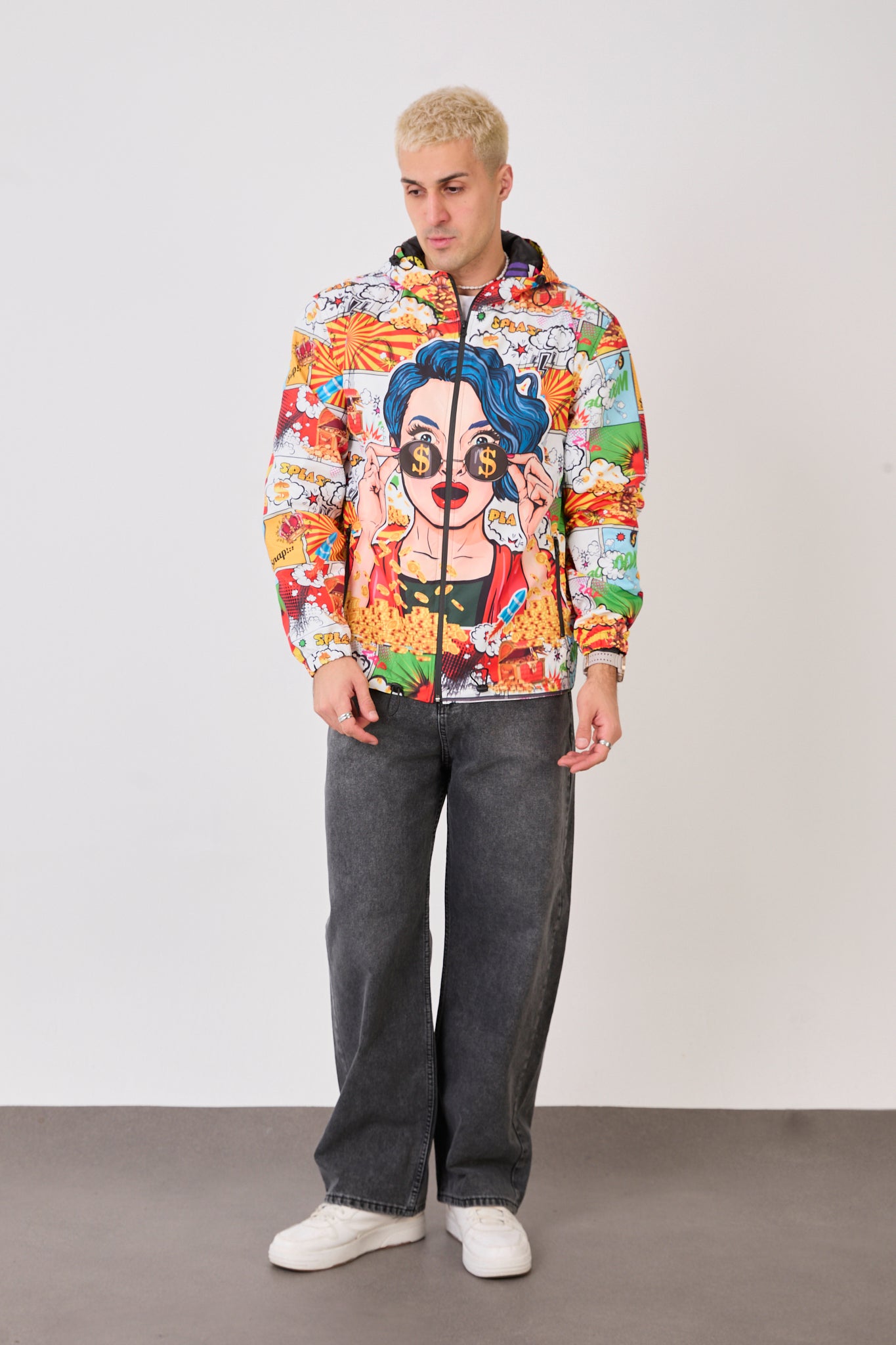 R-2135 Unisex Graphic Pop Art Rain Jacket