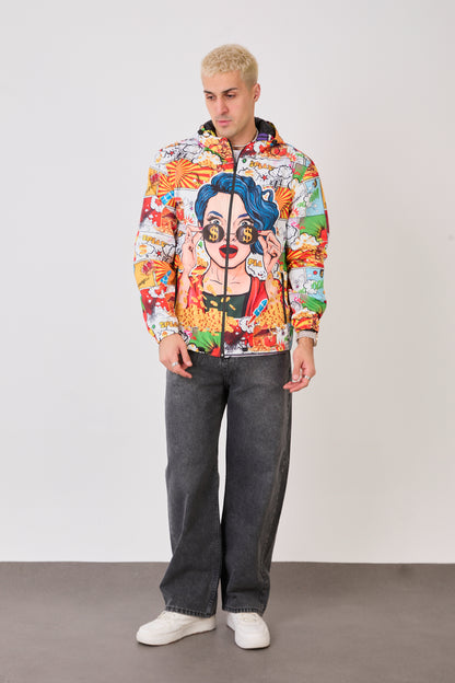 R-2135 Unisex Graphic Pop Art Rain Jacket