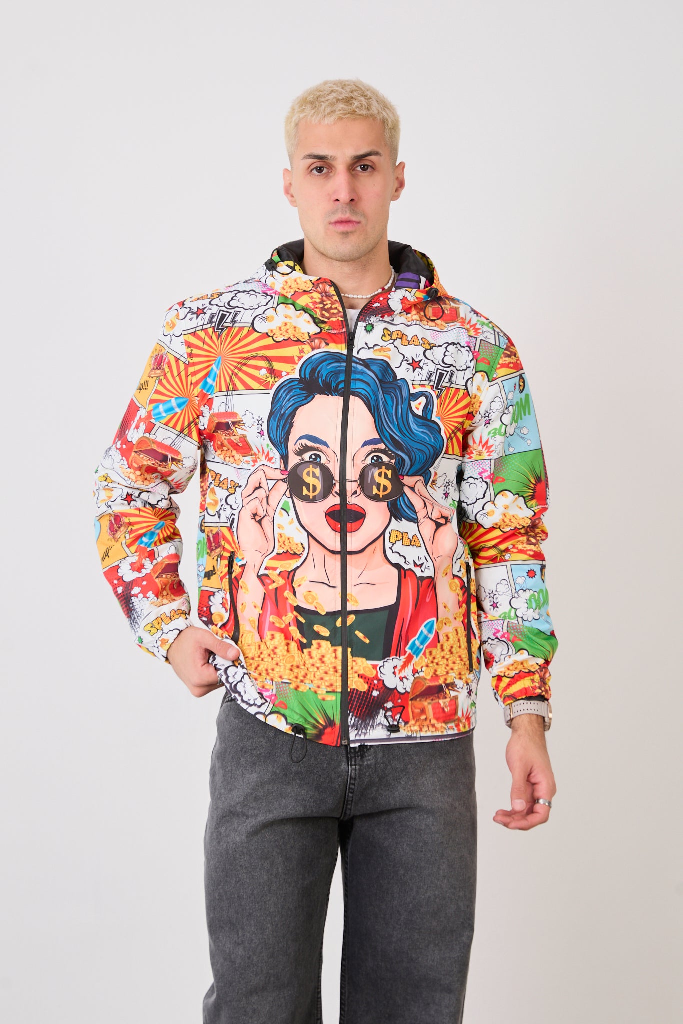 R-2135 Unisex Graphic Pop Art Rain Jacket