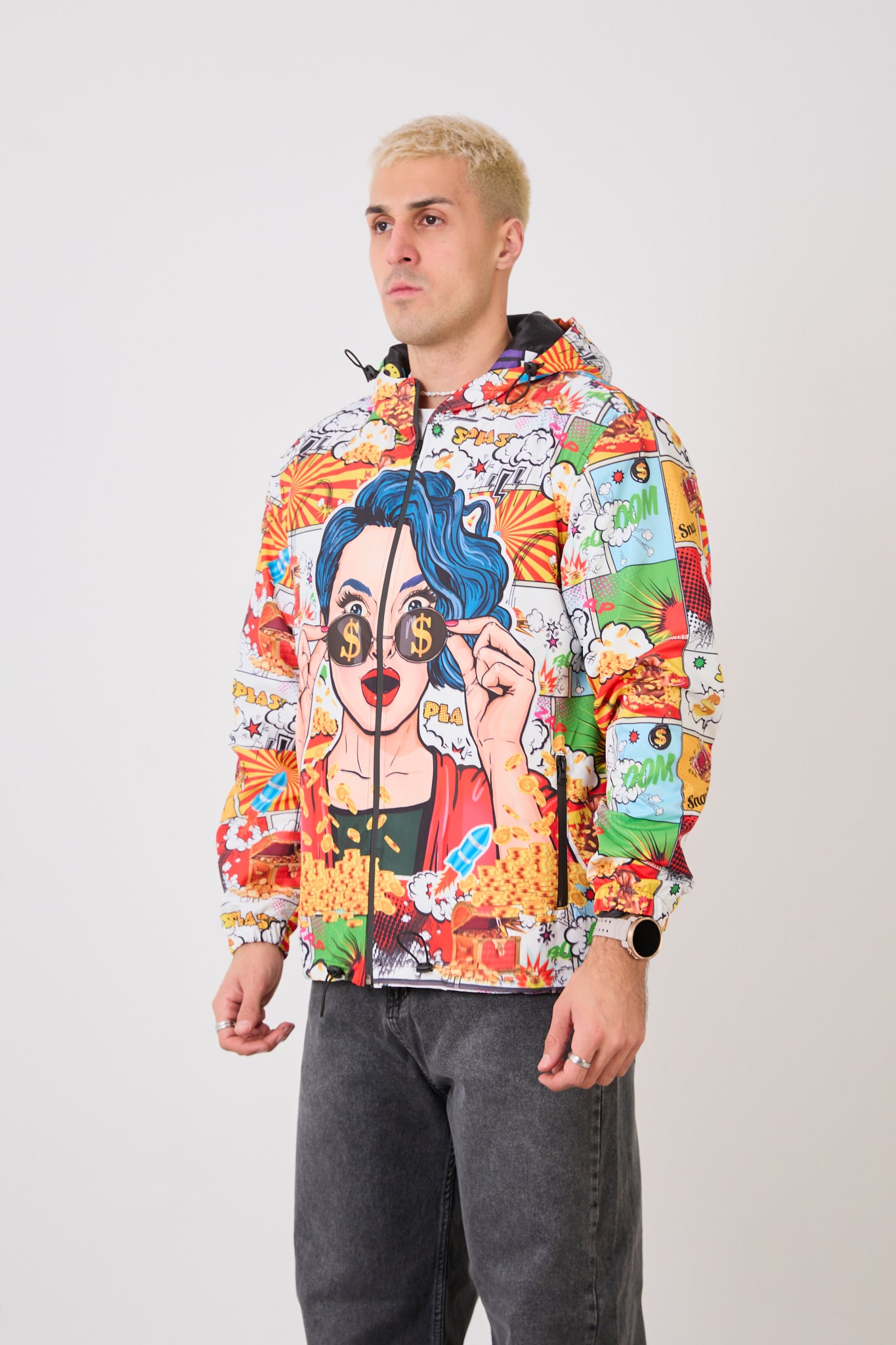 R-2135 Unisex Graphic Pop Art Rain Jacket