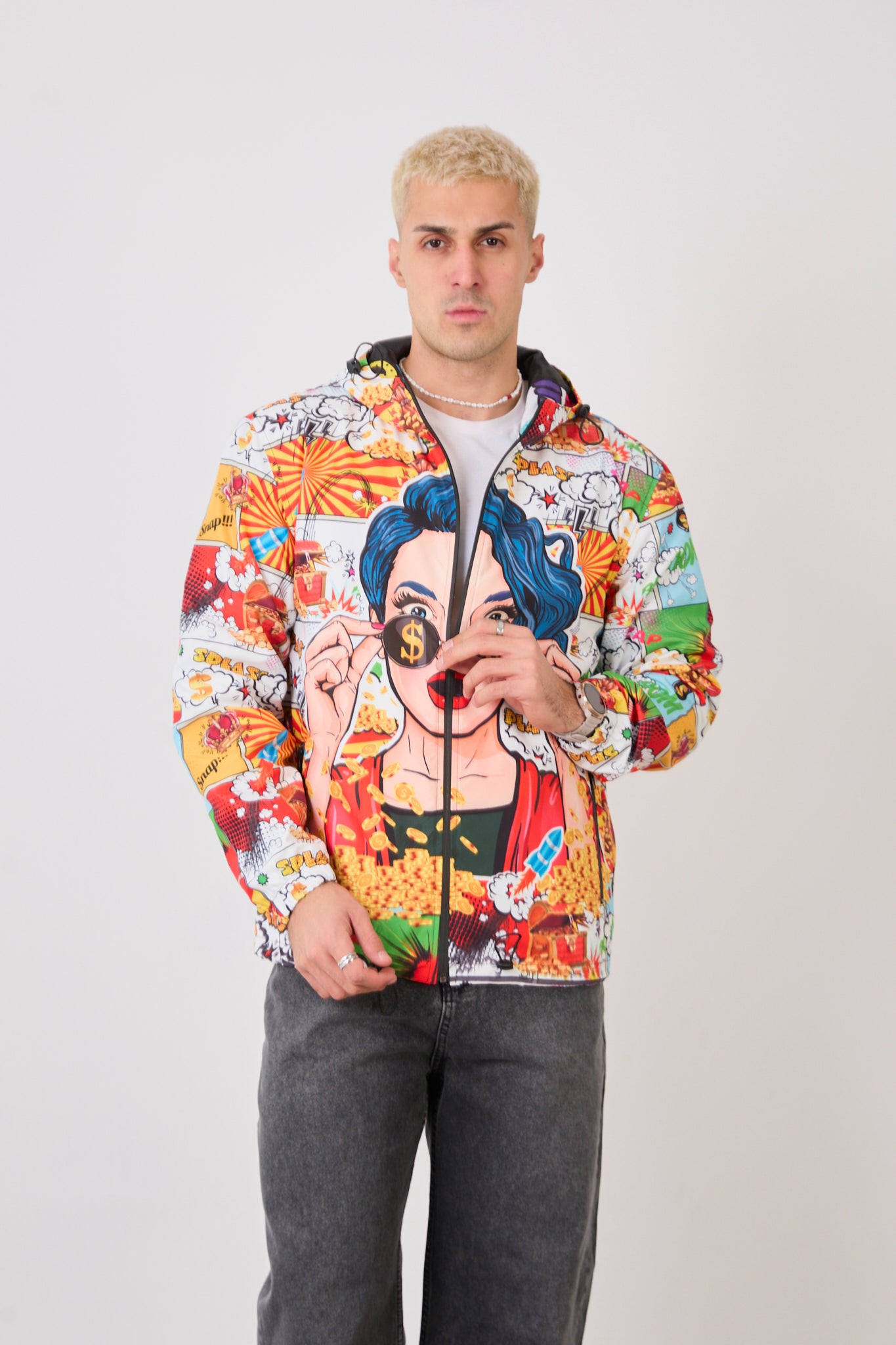 R-2135 Unisex Graphic Pop Art Rain Jacket