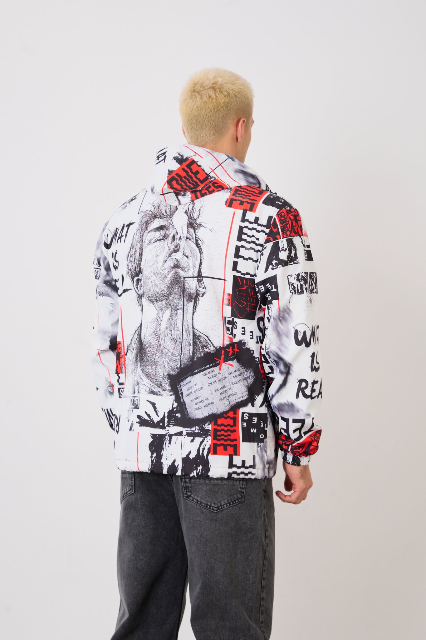 R-2103 Unısex Graphic Print Hooded Rain Jacket – Waterproof Streetwear Style