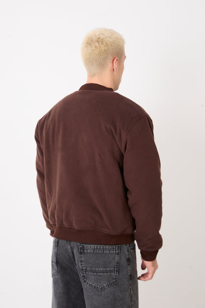 X-2026 Men’s Wool-Blend Bomber Jacket – Dark Brown