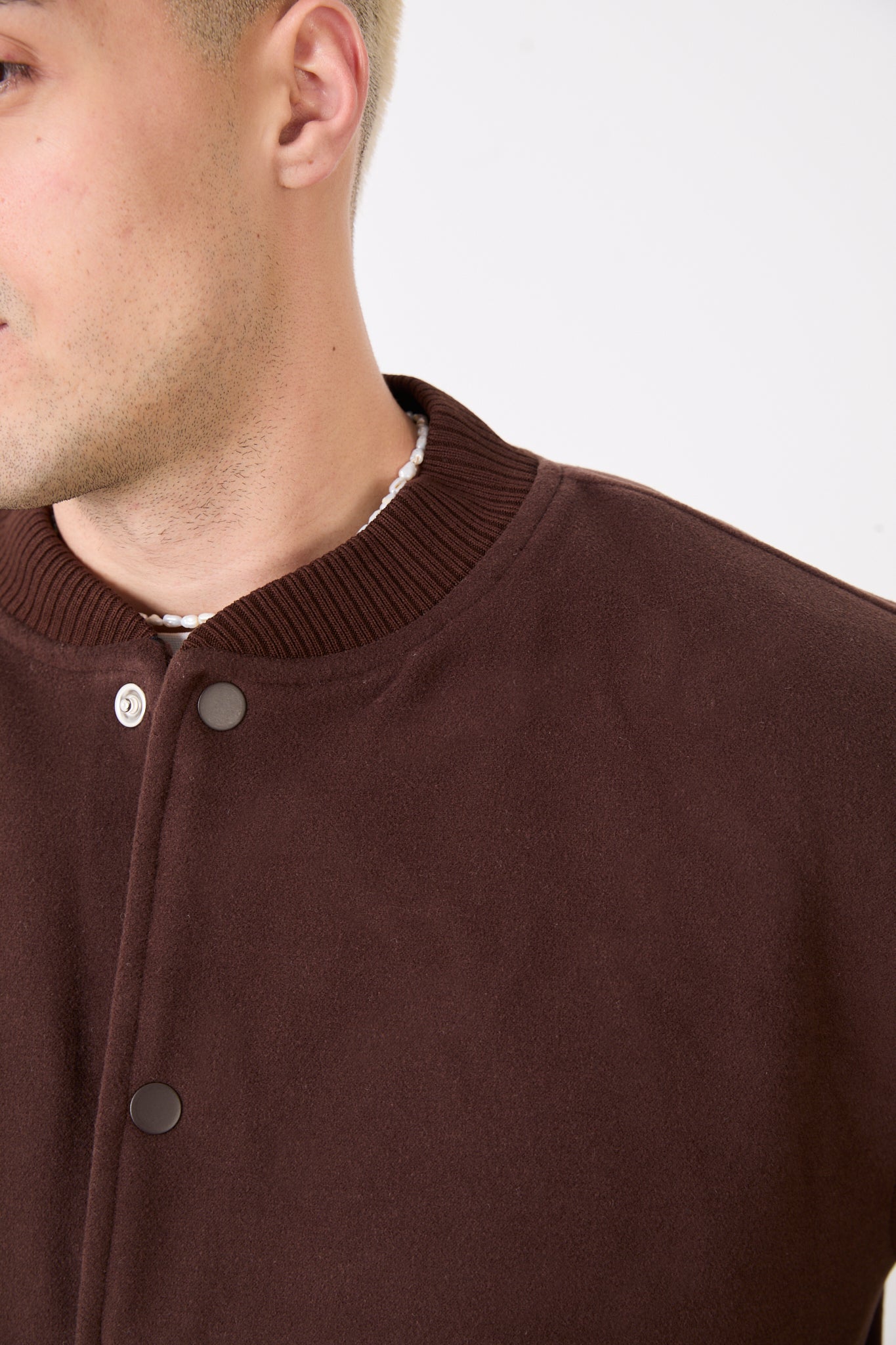 X-2026 Men’s Wool-Blend Bomber Jacket – Dark Brown