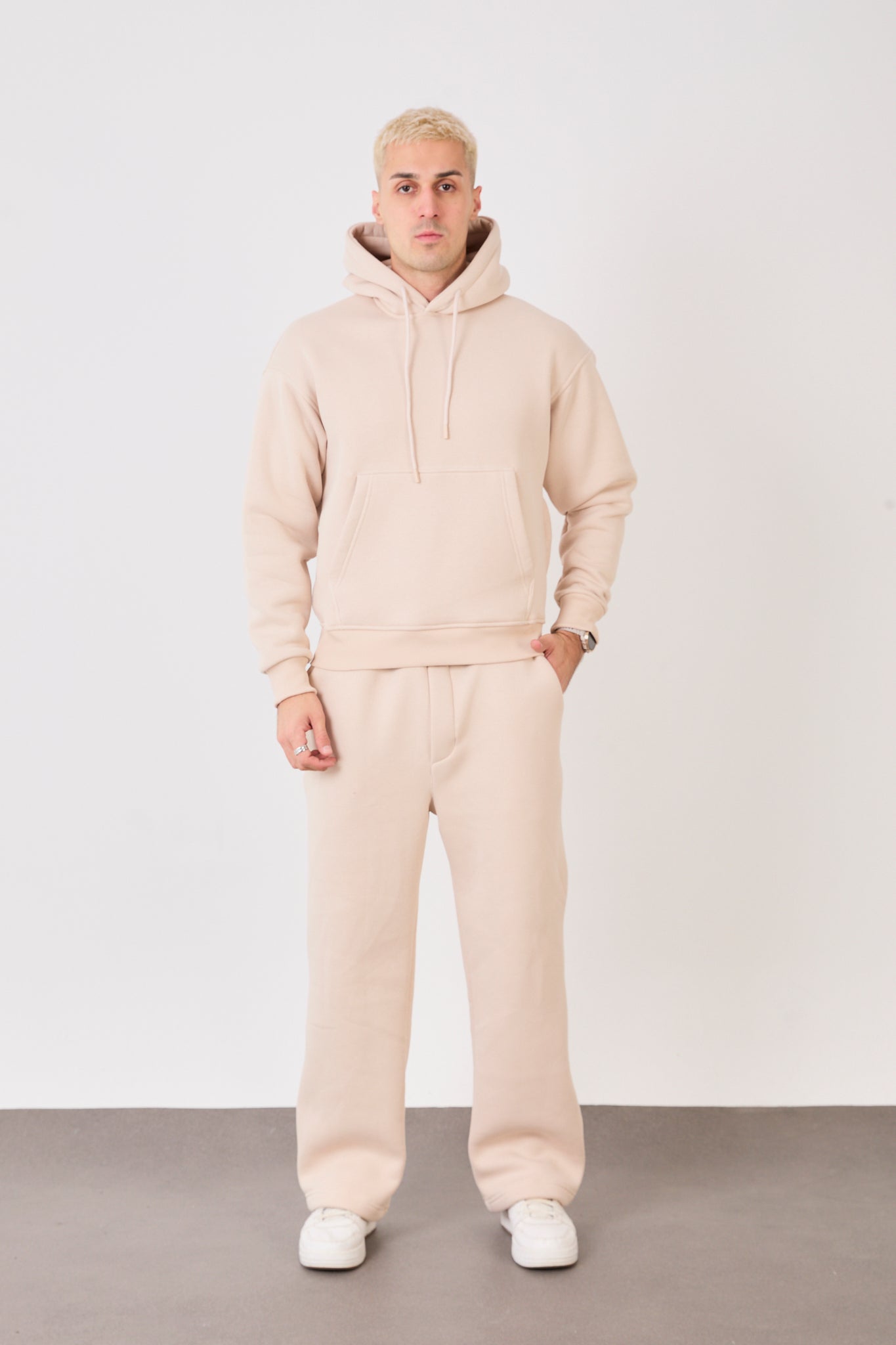 X-4008-1001 Men’s Hooded Tracksuit Set – Beige