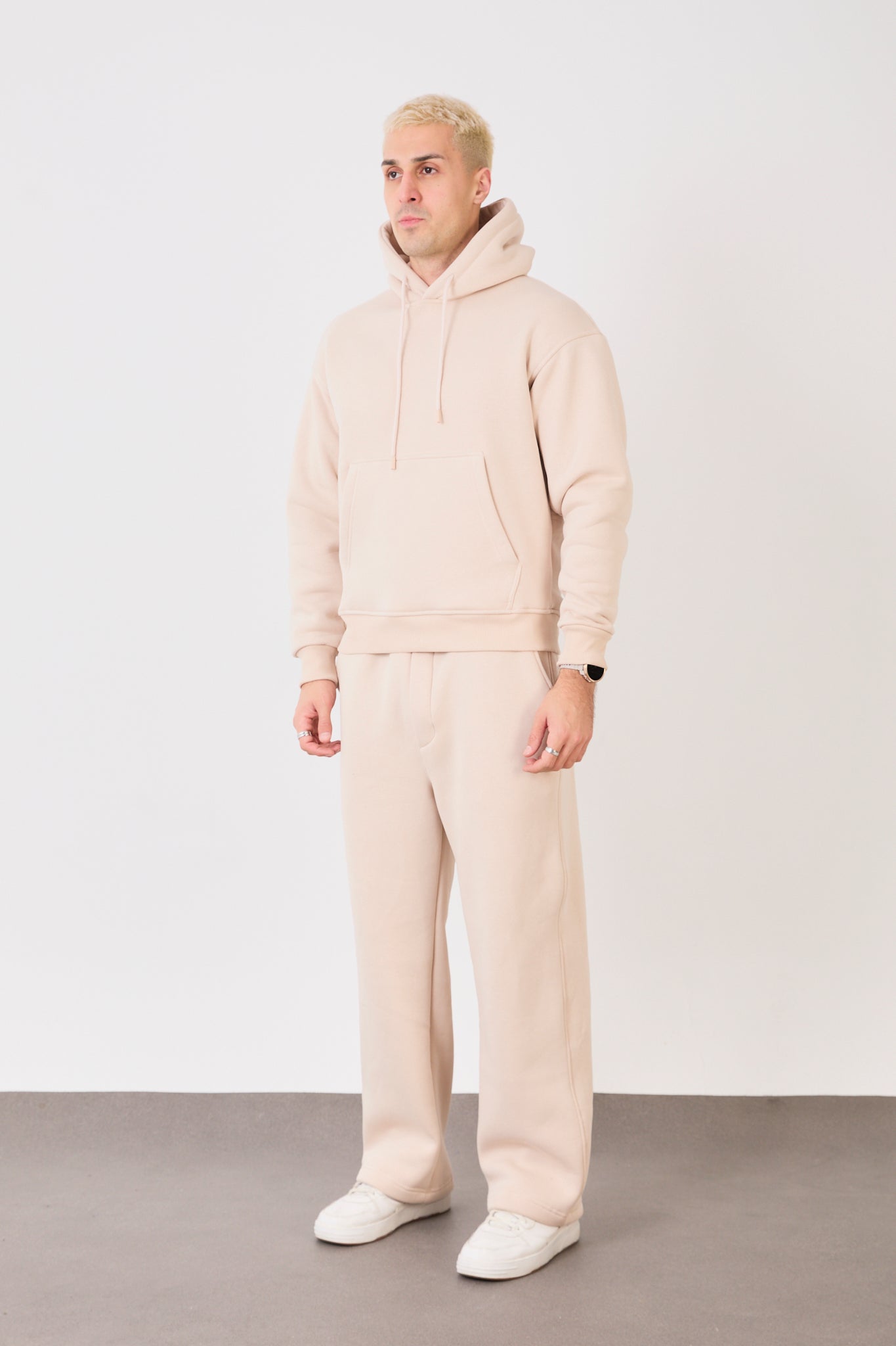 X-4008-1001 Men’s Hooded Tracksuit Set – Beige