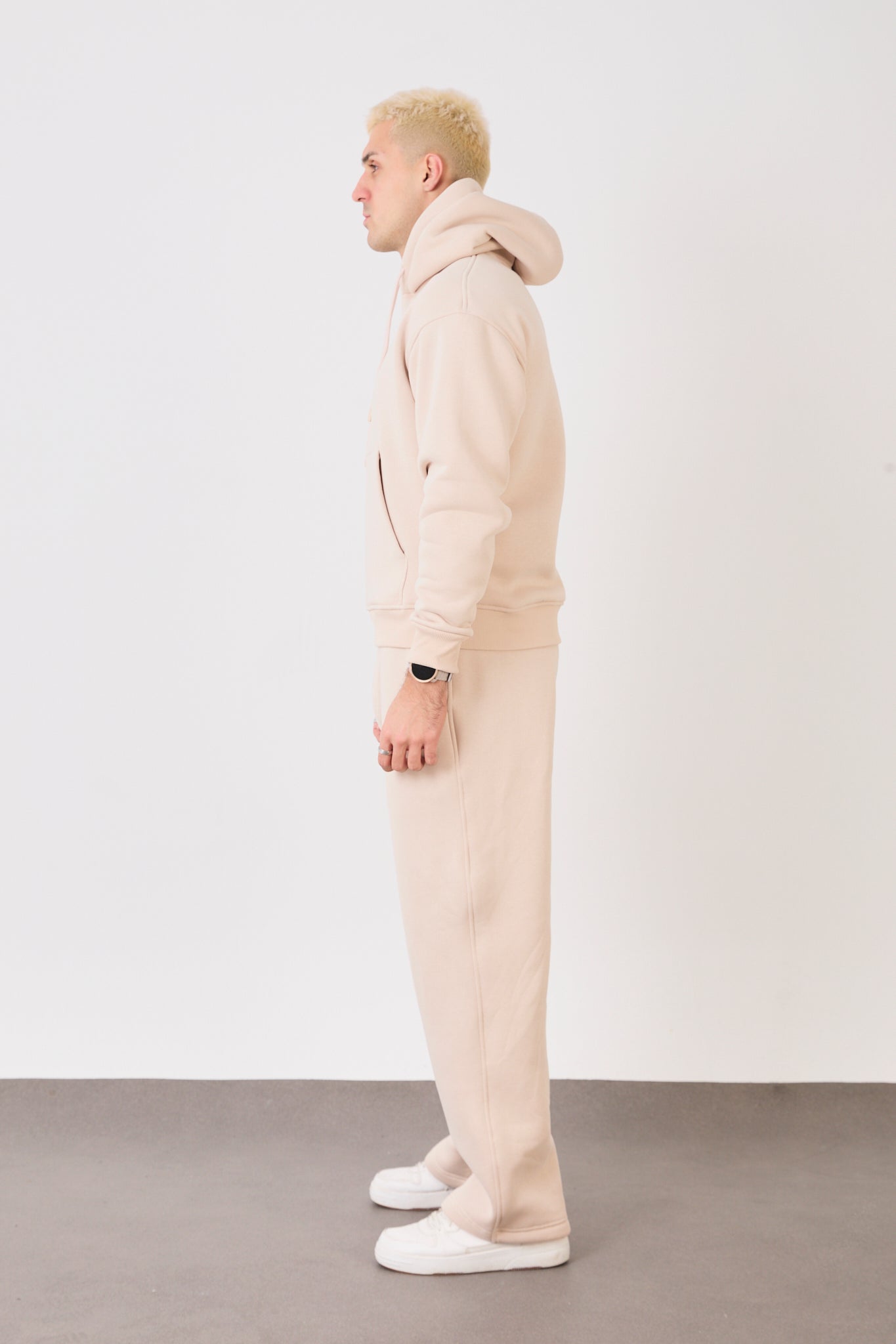 X-4008-1001 Men’s Hooded Tracksuit Set – Beige