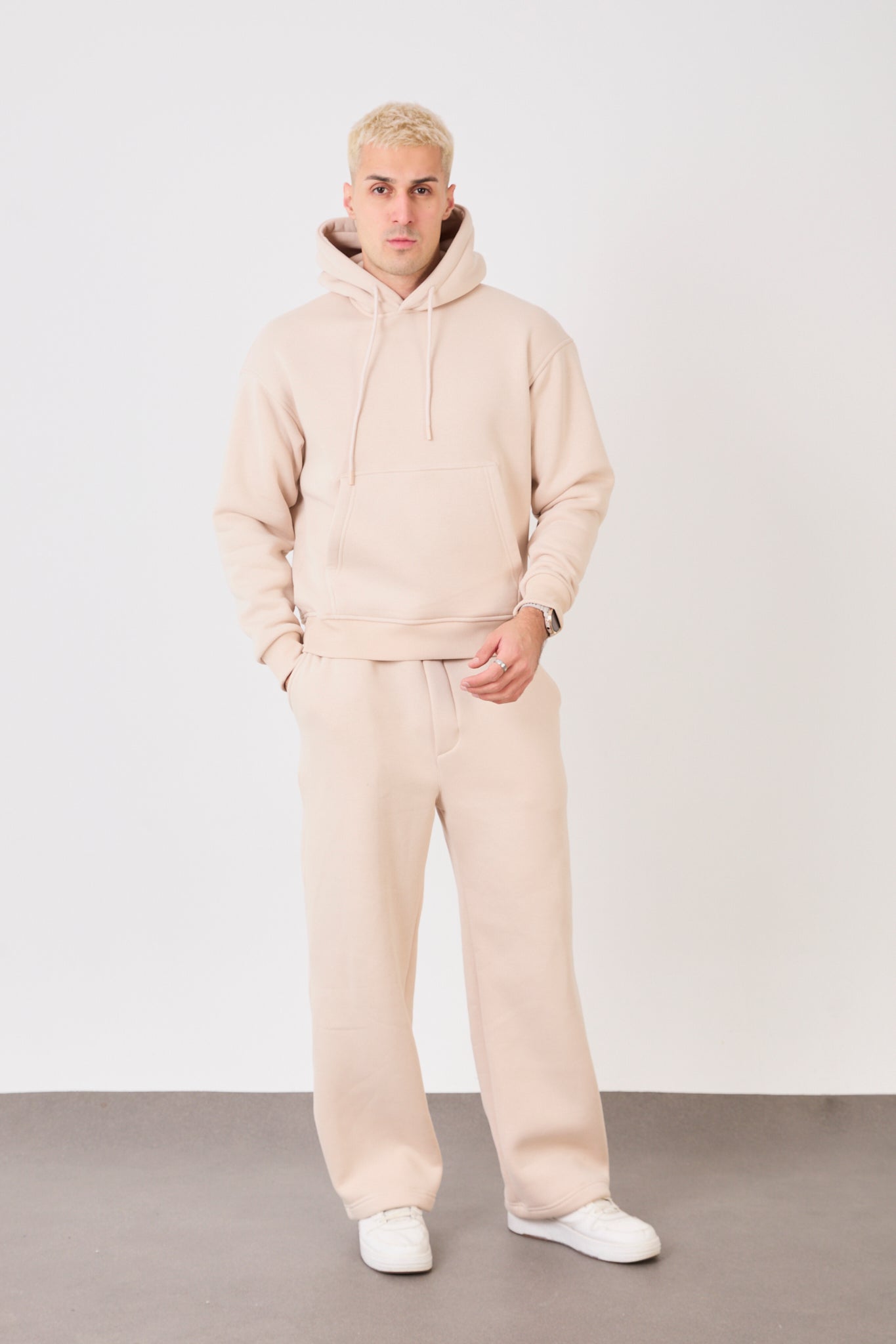 X-4008-1001 Men’s Hooded Tracksuit Set – Beige