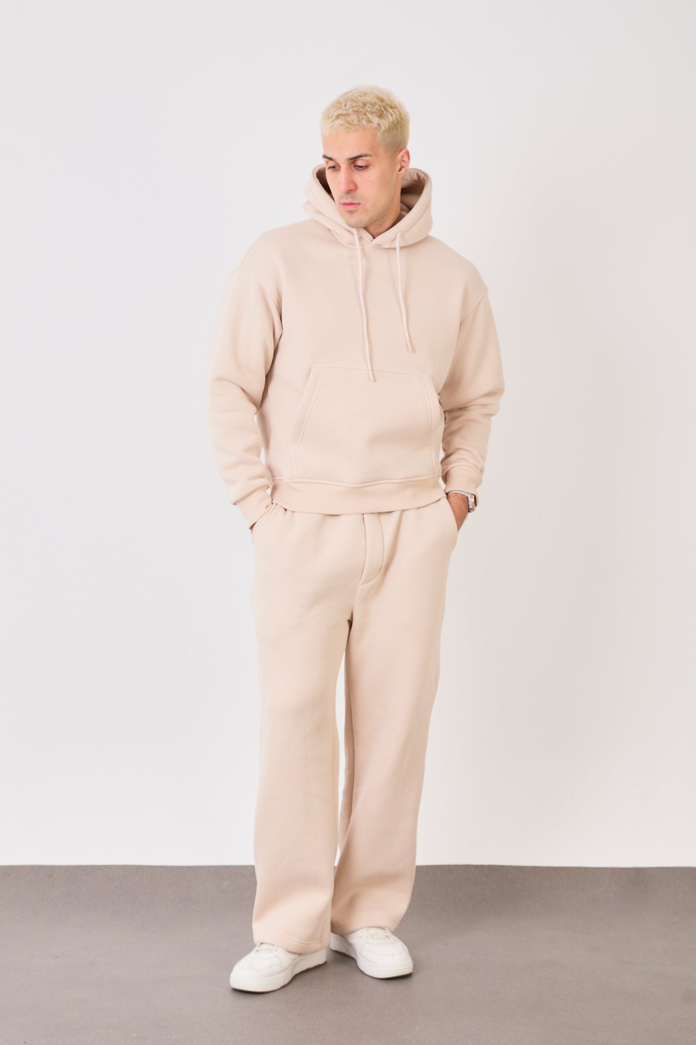 X-4008-1001 Men’s Hooded Tracksuit Set – Beige