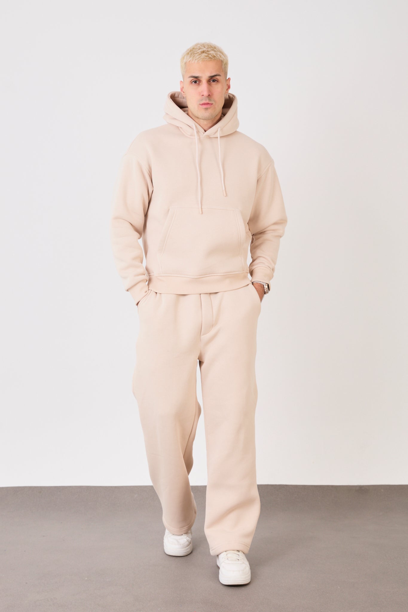 X-4008-1001 Men’s Hooded Tracksuit Set – Beige