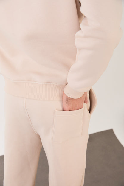 X-4008-1001 Men’s Hooded Tracksuit Set – Beige