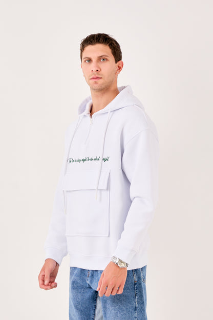 X-4005 Men’s Hoodie in LIGHT BLUE – Oversized Fit, Fleece Inside, Half-Zip, Kangaroo Pocket