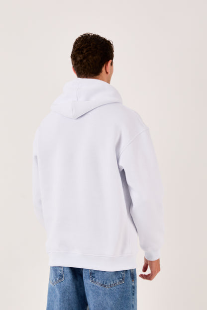 X-4005 Men’s Hoodie in LIGHT BLUE – Oversized Fit, Fleece Inside, Half-Zip, Kangaroo Pocket