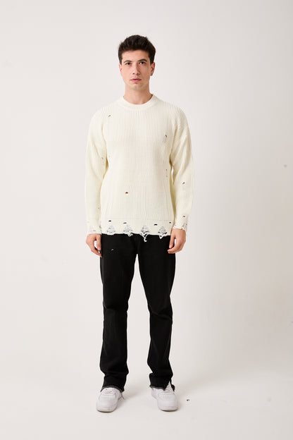 Off White Distressed Knit Sweater – 07