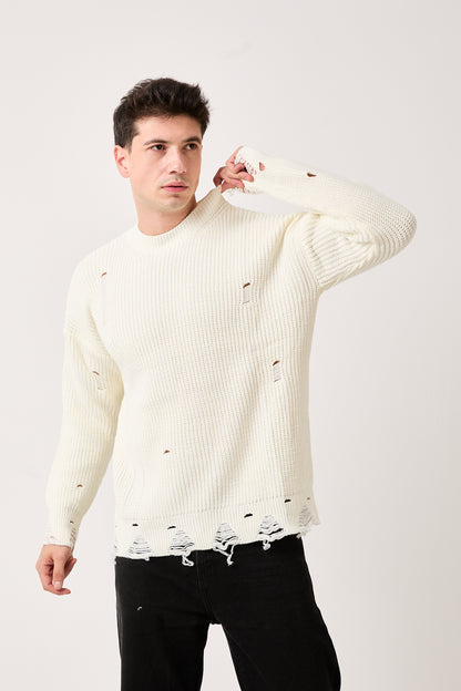 Off White Distressed Knit Sweater – 07