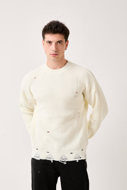 Off White Distressed Knit Sweater – 07