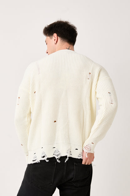 Off White Distressed Knit Sweater – 07