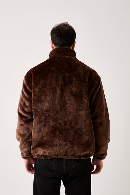 5811 Brown Plush Zip-Up Jacket